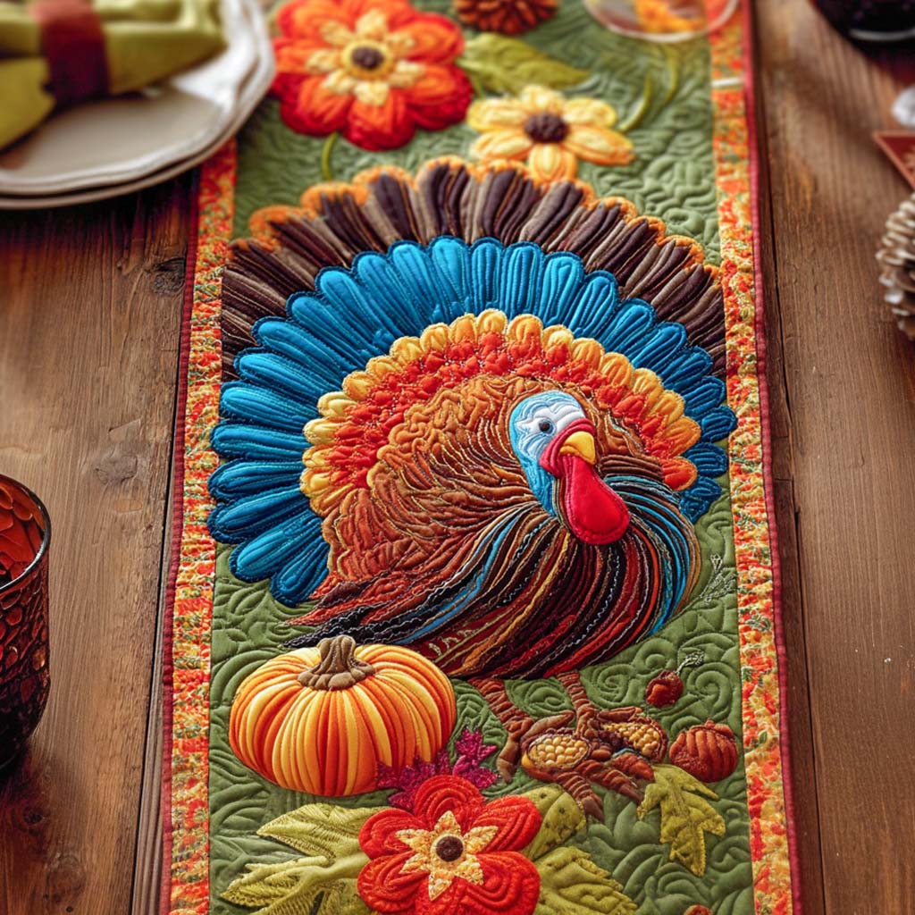 Pumpkin Patch Turkey Quilted Table Runner NCU0NXD522