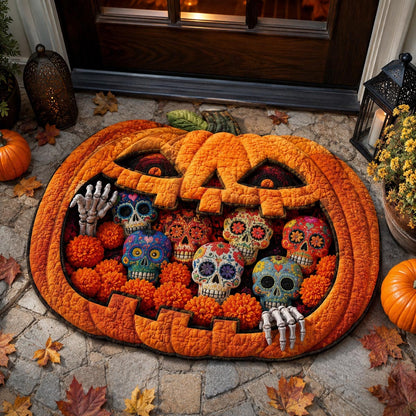 Pumpkin Skull Hollow Custom Shape Doormat NCU0DV2317