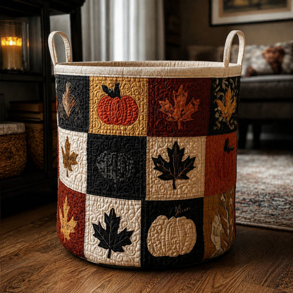 Pumpkin Spice Homestead Quilted Laundry Basket NCU0PTT3287