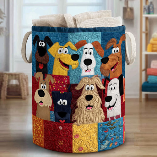 Pup Party Quilted Laundry Basket NCU0NNL049