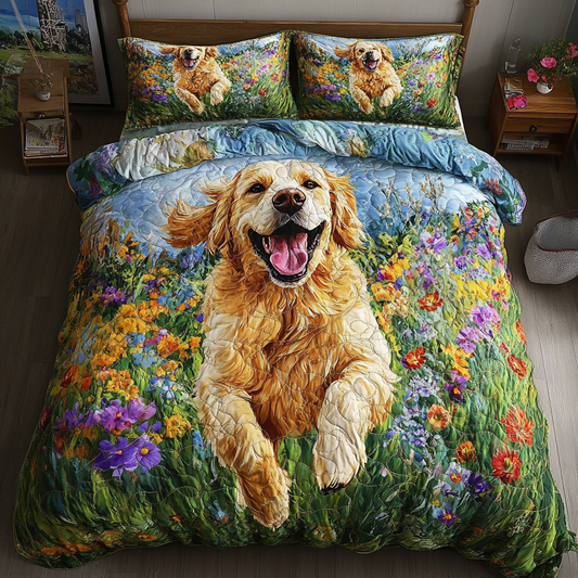Puppy Garden 3-Piece Quilted Bedding Set NCU0NVH834