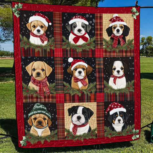 Puppy Holiday Delight Quilted Blanket NCU0VL602