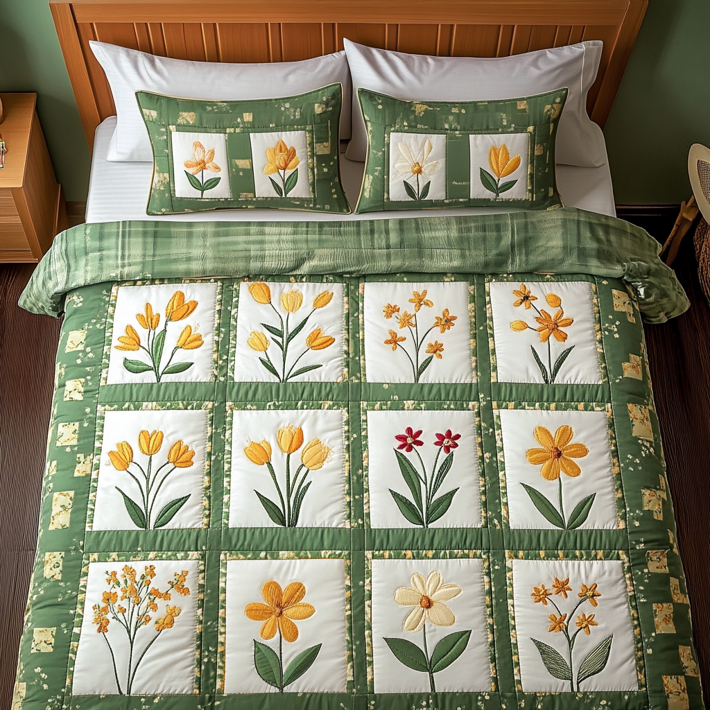 Pure Petals 3-Piece Quilted Bedding Set NCU0NVH325