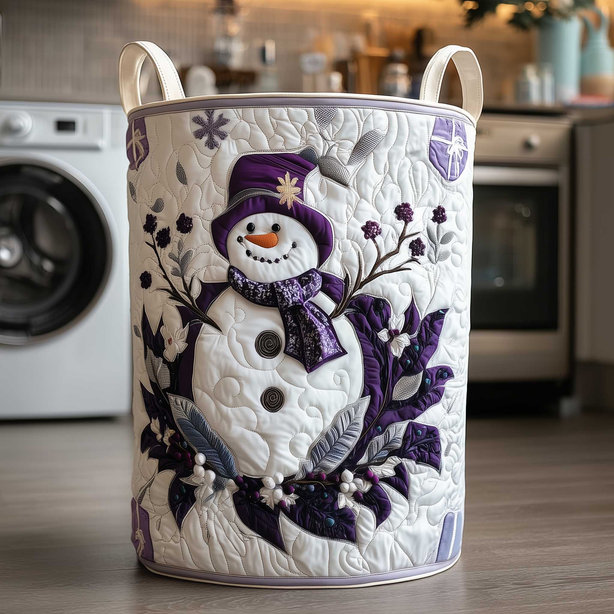 Purple Berry Snowman Quilted Laundry Basket NCU0HTT042 – Quiltnest