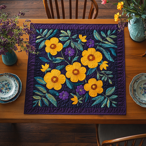 Purple Bloom Quilted Table Topper NCU0DDK685