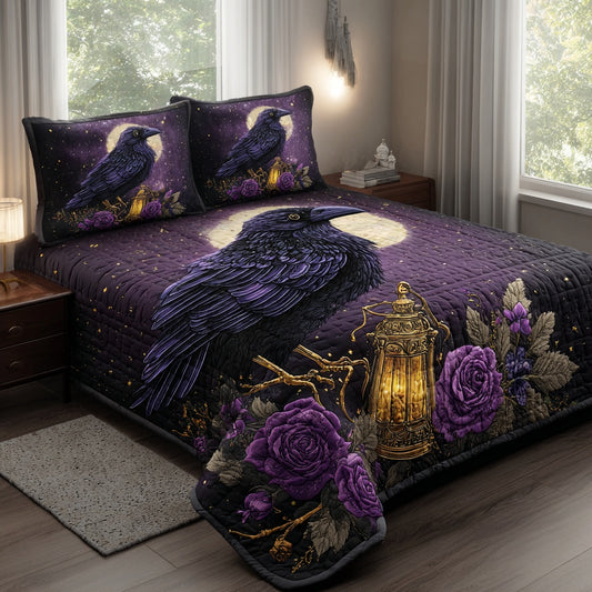 Purple Crow 3-Piece Quilted Bedding Set NCU0PVL920