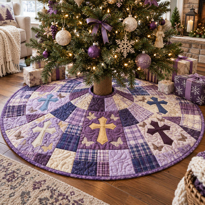 Purple Grace Christmas Quilted Tree Skirt NCU0PTT3515