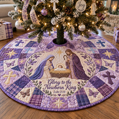 Purple Holy Night Christmas Quilted Tree Skirt NCU0PTT3516