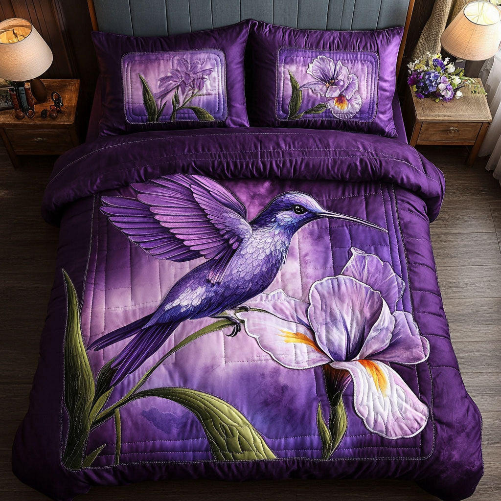Purple Iris Flight 3-Piece Quilted Bedding Set NCU0NNT319