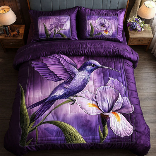 Purple Iris Flight 3-Piece Quilted Bedding Set NCU0NNT319