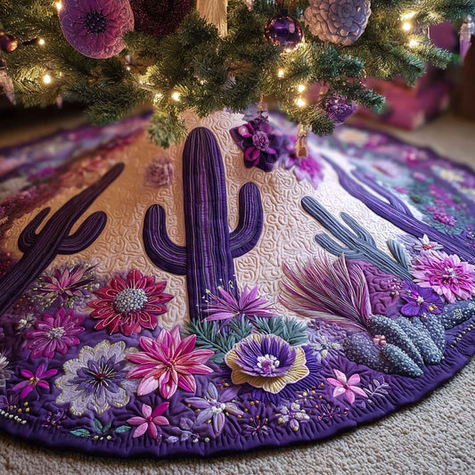 Purple Night Bloom Quilted Tree Skirt NCU0NXD1095