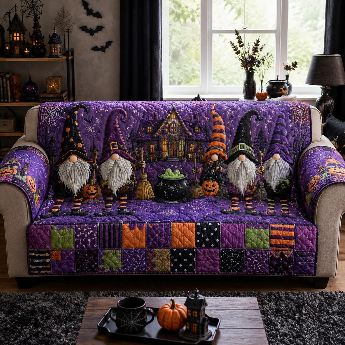 Purple Potion Gnomes Quilted Sofa Cover NCU0DV2407