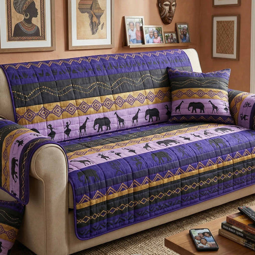Purple Safari Quilted Sofa Cover NCU0NXD1810