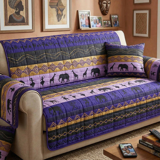 Purple Safari Quilted Sofa Cover NCU0NXD1810