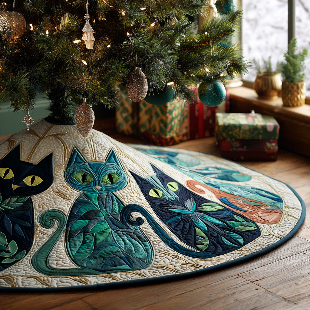 Purr Wonderland Christmas Quilted Tree Skirt NCU0DV1334