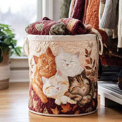 Purrfect Charm Quilted Laundry Basket NCU0DV846