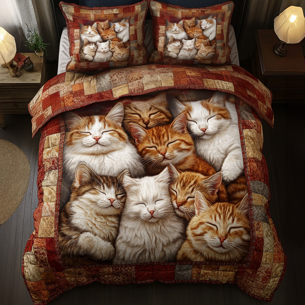 Purrfect Slumber 3-Piece Quilted Bedding Set NCU0PTT003
