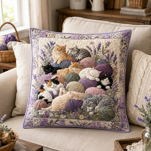 Purrfect Tangles Quilted Pillow Case NCU0NTV1131