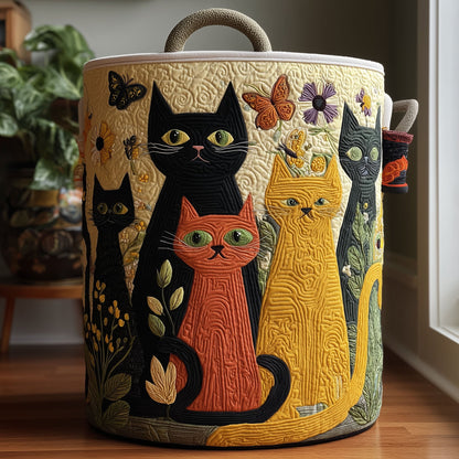 Purrfect Blooms Quilted Laundry Basket NCU0PTT2097