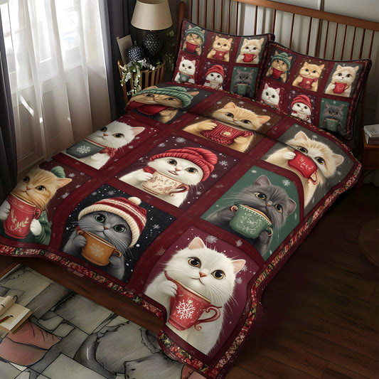 Purrfect Christmas 3-Piece Quilted Bedding Set NCU0TL1187