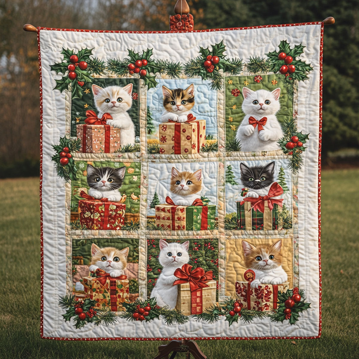 Purrfect Christmas Cheer Quilted Blanket NCU0PT1374