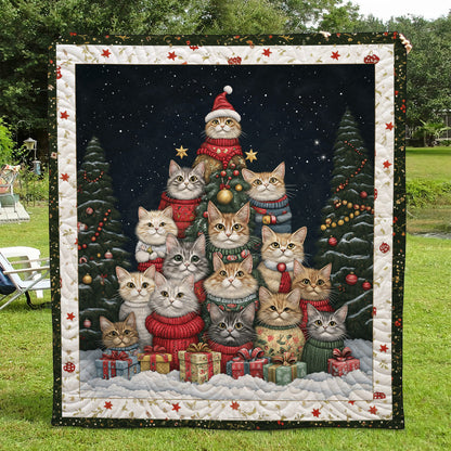 Purrfect Christmas Scene Quilted Blanket NCU0TL1679