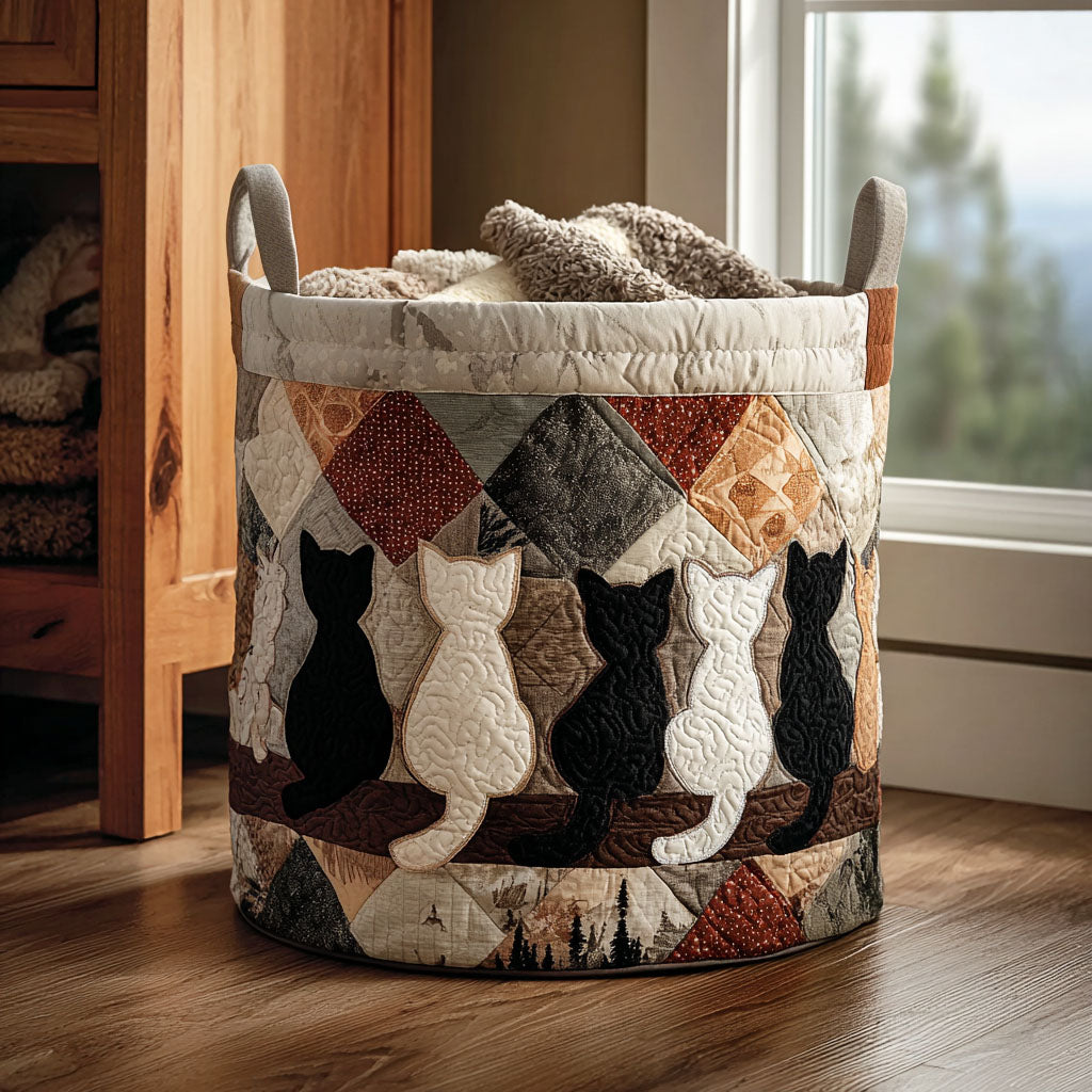 Purrfect Companions Quilted Laundry Basket NCU0PTT1898