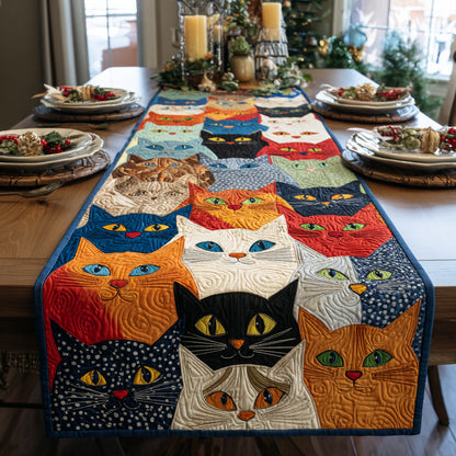 Purrfect Gathering Quilted Table Runner NCU0DV995