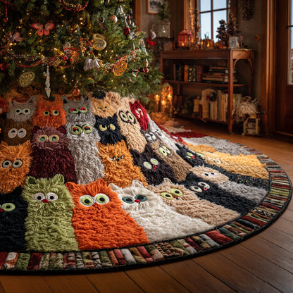 Purrfect Noel Christmas Quilted Tree Skirt NCU0DV1328