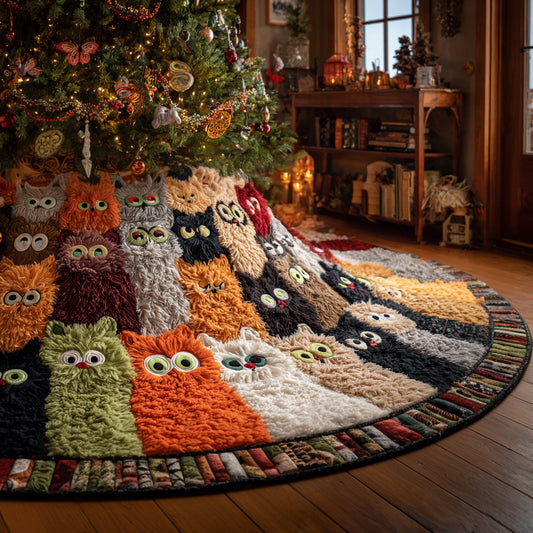 Purrfect Noel Christmas Quilted Tree Skirt NCU0DV1328