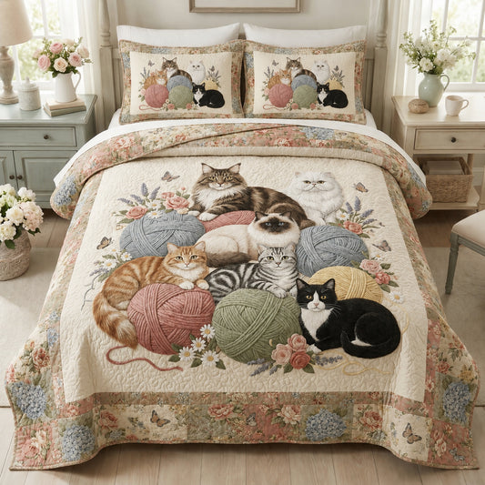 Purrfect Retreat 3-Piece Quilted Bedding Set NCU0DV2201
