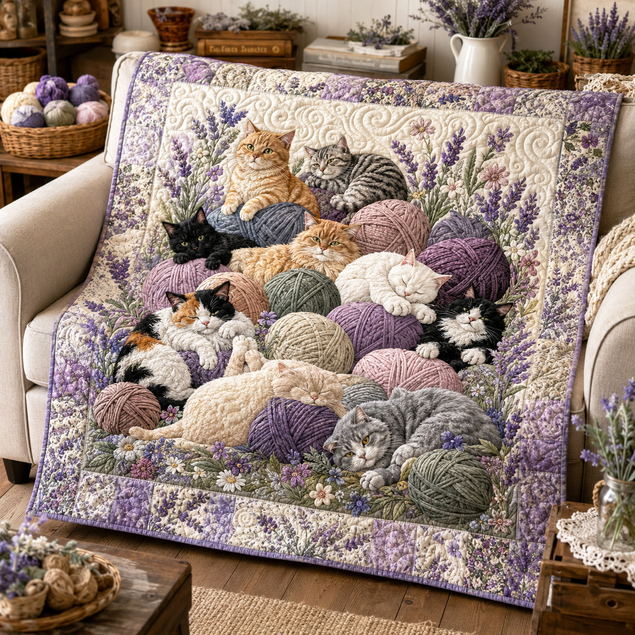 Purrfect Tangles Quilted Blanket NCU0NTV1131