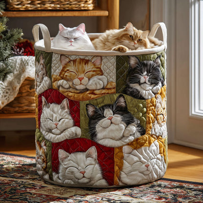 Purring Dream Quilted Laundry Basket NCU0PTT1384