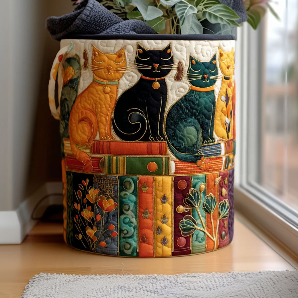 Purring Meadow Quilted Laundry Basket NCU0PTT2488