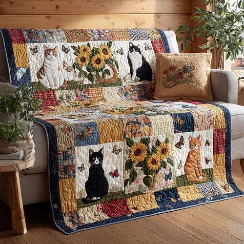Purrs in Bloom Quilted Blanket NCU0PTT3195