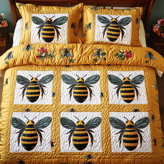 Queen Bee Charm 3-Piece Quilted Bedding Set NCU0DDK049