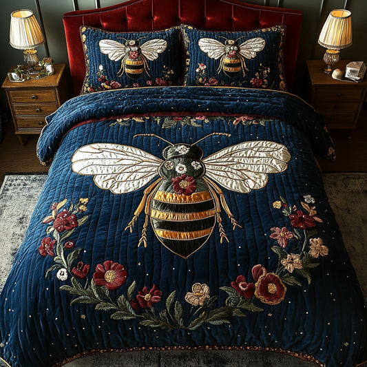 Queen Bee Charm 3-Piece Quilted Bedding Set NCU0DK2429