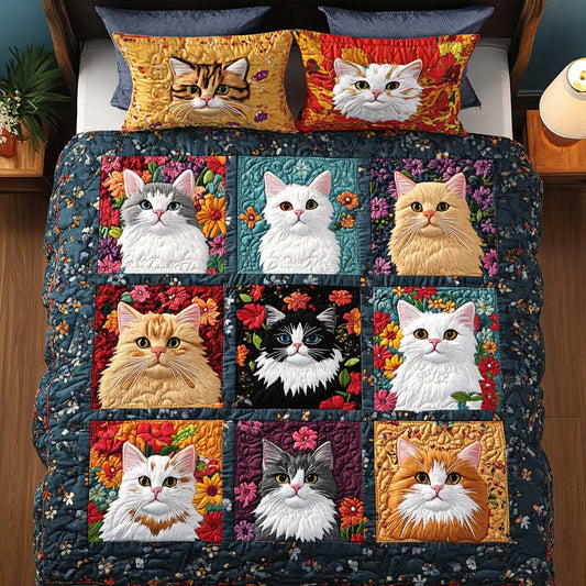 Quiet Cat Haven 3-Piece Quilted Bedding Set NCU0NNT921