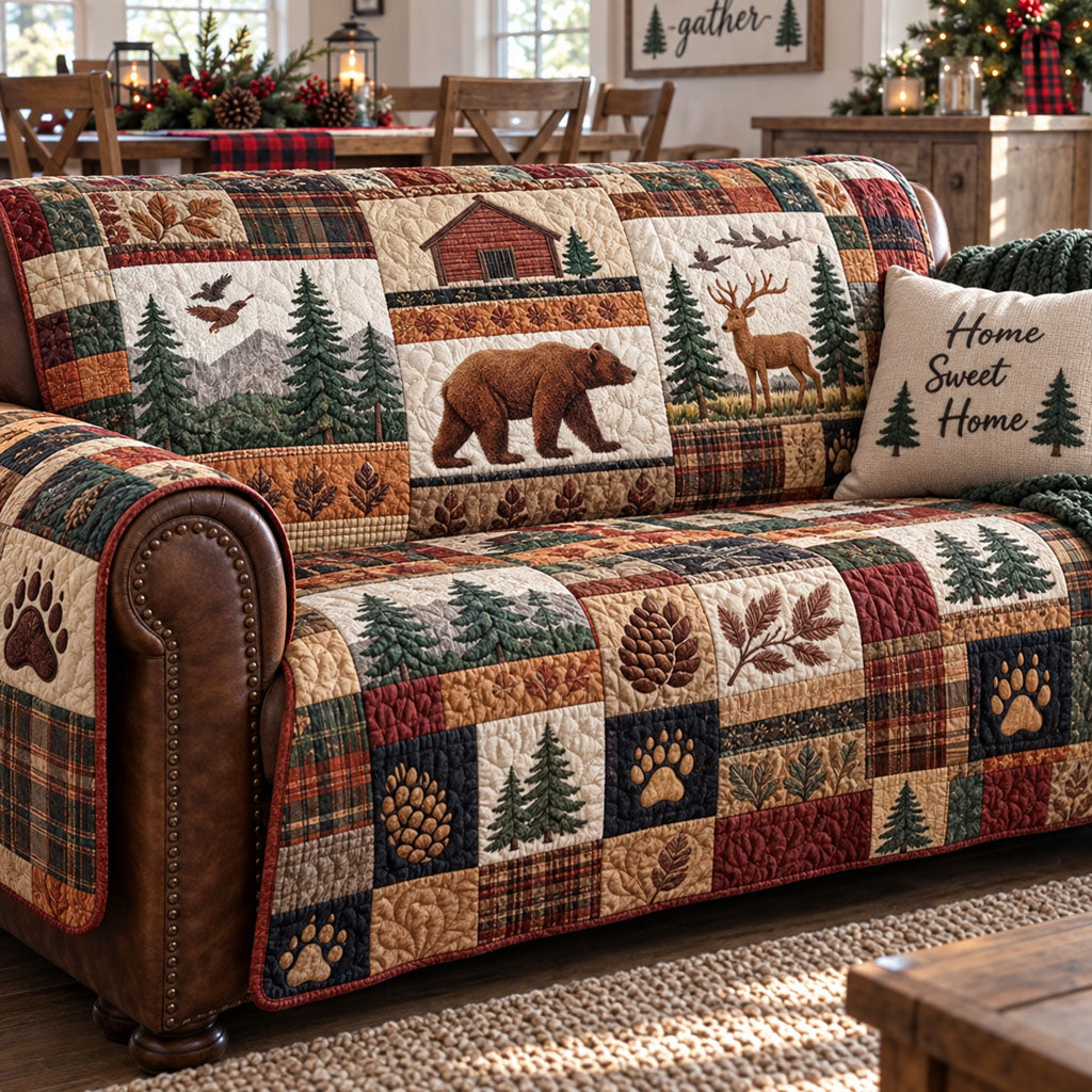 Quiet Creek Wildlife Quilted Sofa Cover NCU0PTT3444