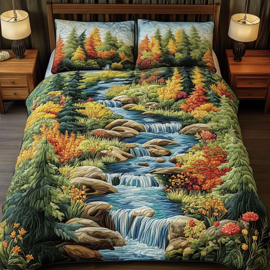 Quiet Stream 3-Piece Quilted Bedding Set NCU0NVH419