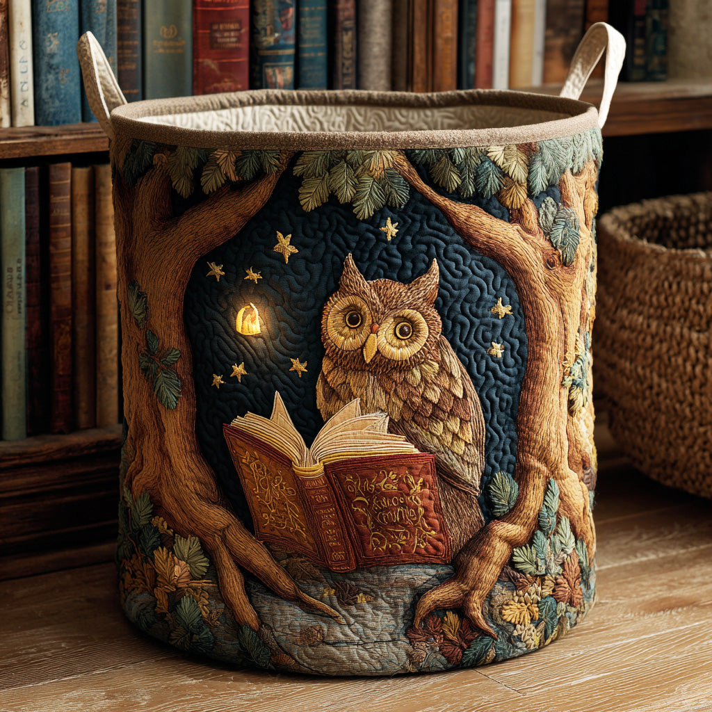 Quiet Study Night Quilted Laundry Basket NCU0NTD1069