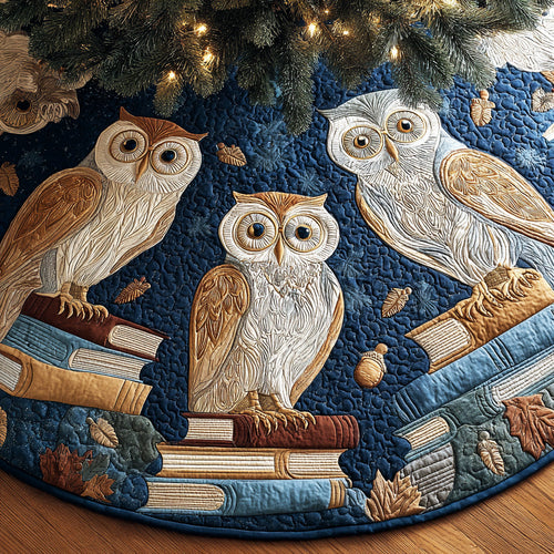 Quiet Wisdom Owl Christmas Quilted Tree Skirt NCU0NTD1005