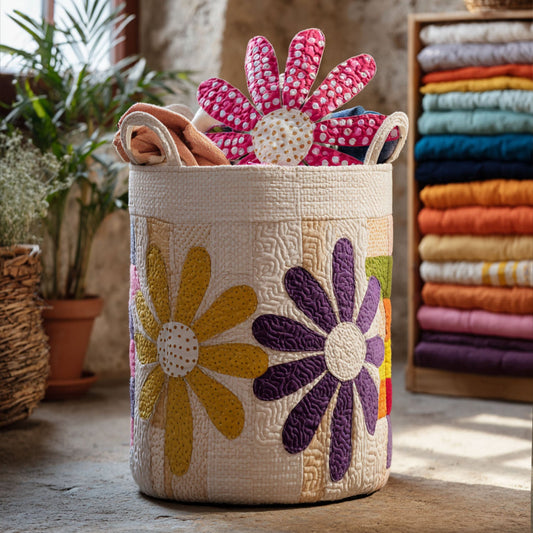 Quilt of Flowers Quilted Laundry Basket NCU0PTT838