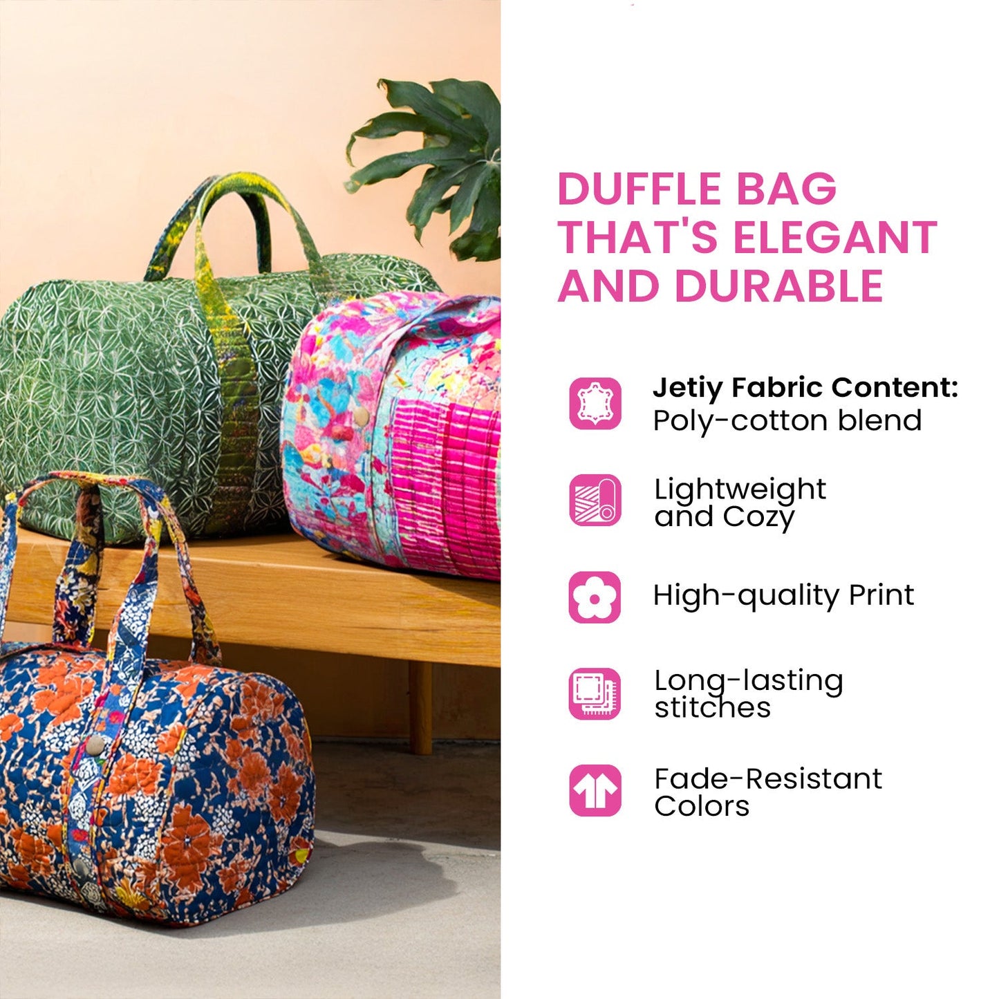 Rainbow Roosters Quilted Duffle Bag NCU0DDK2461