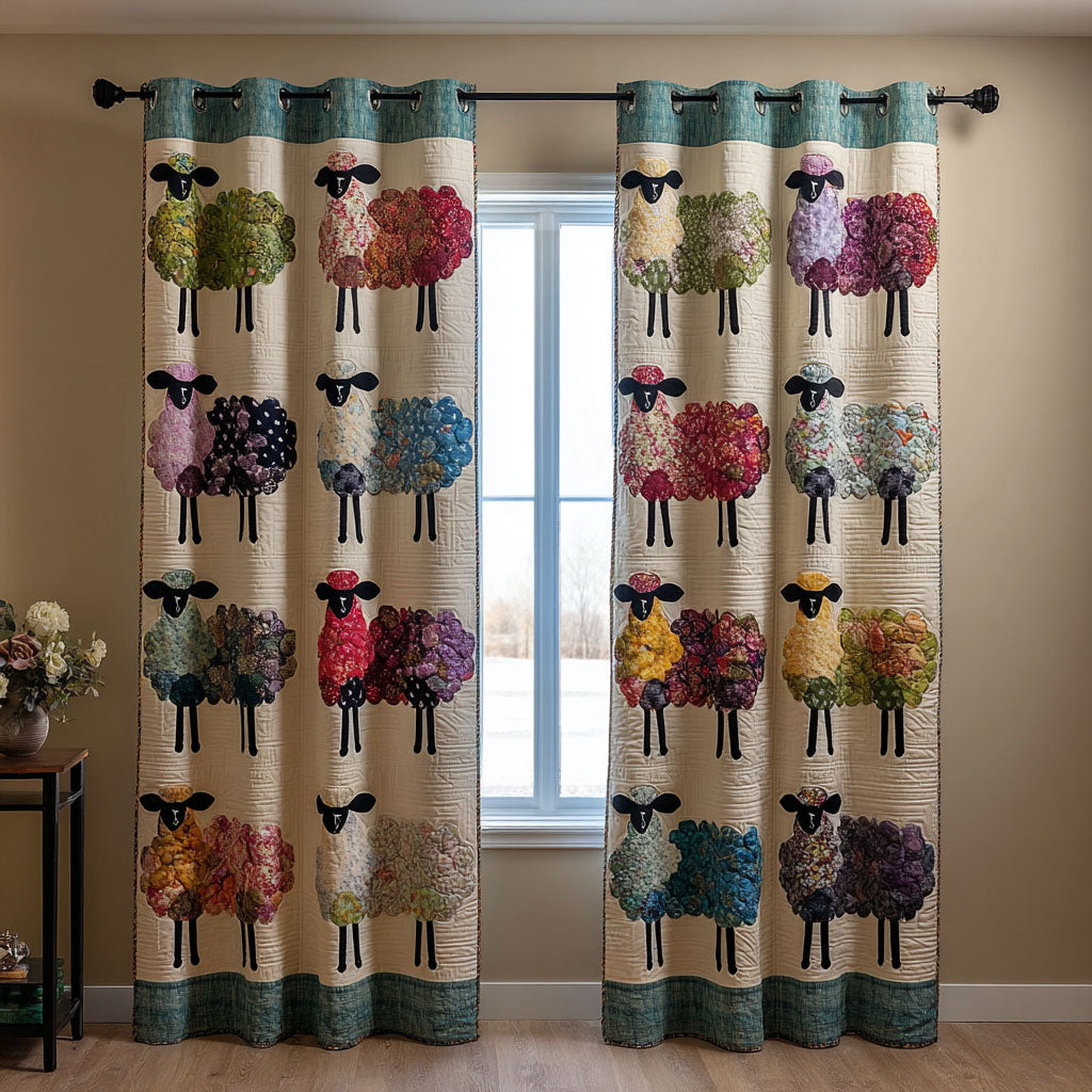 Quilted Flock Quilted Curtains NCU0DDK2582