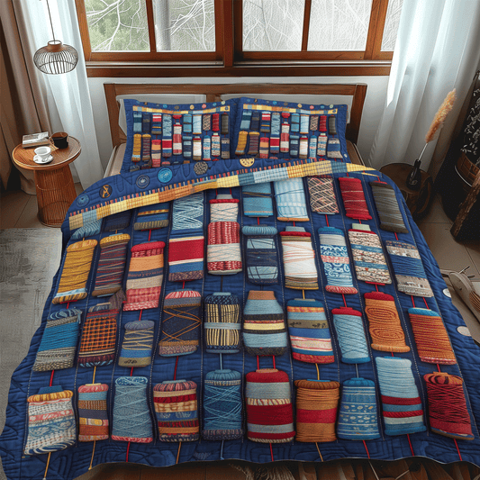 Quilter Spools 3-Piece Quilted Bedding Set NCU0TH1305
