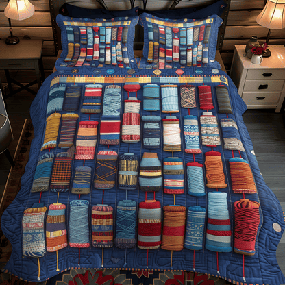 Quilter Spools 3-Piece Quilted Bedding Set NCU0TH1305
