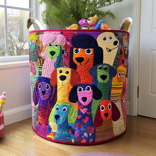 Quirky Canines Quilted Laundry Basket NCU0PTT1465