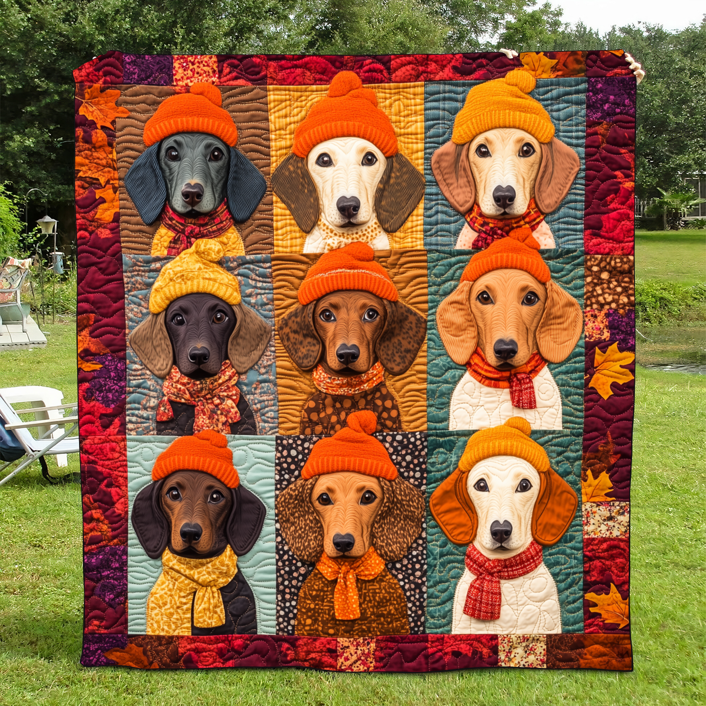 Quirky Dachshund Quilted Blanket NCU0VL454