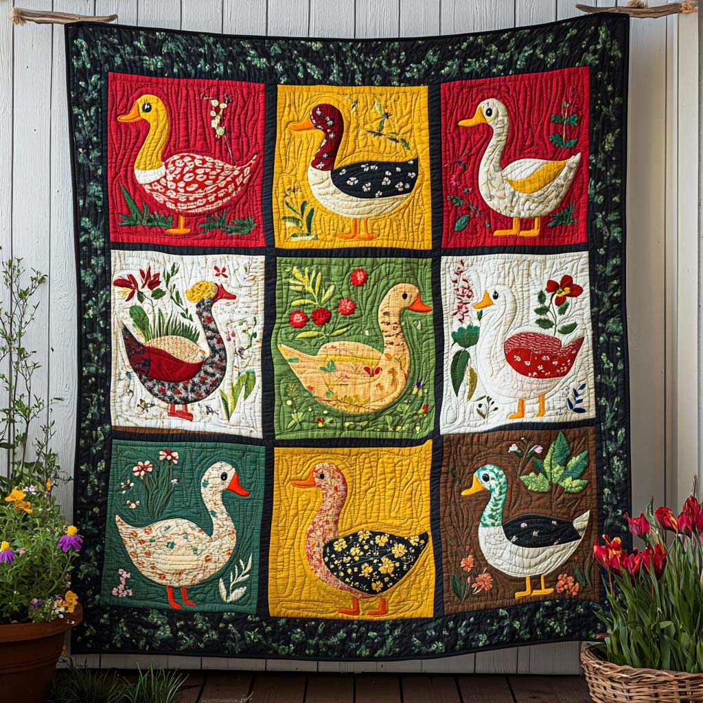 Quirky Duck Tales Quilted Blanket NCU0NNT905